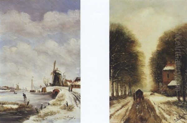 Paysage De Neige Avec Patineur - view 1
