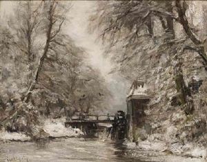 A View Of The Haagse Bos In Winter by Louis Apol