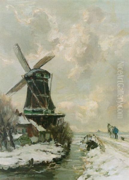 A Windmill In A Winter Landscape - view 1