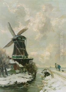 A Windmill In A Winter Landscape A Windmill In A Winter Landscape