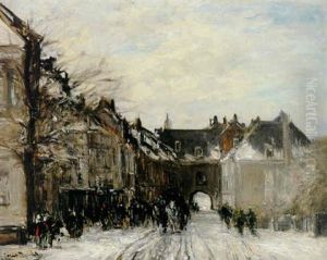 A View Of The Gevangenpoort, The Hague, In The Snow by Louis Apol