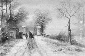 Winterlandschaft Mit Pferdegespann Winterlandschaft Mit Pferdegespann