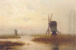 Polder Landscape With Windmills