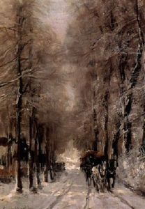 A Haywagon On A Snowy Lane by Louis Apol