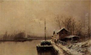 A Frozen Winter Landscape by Louis Apol