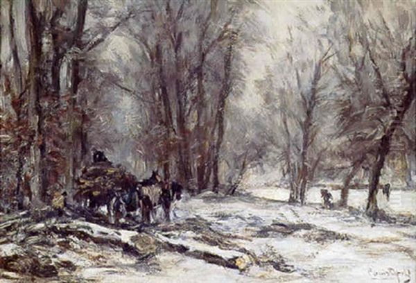 Woodgatherers At Work In A Forest In Winter - view 1