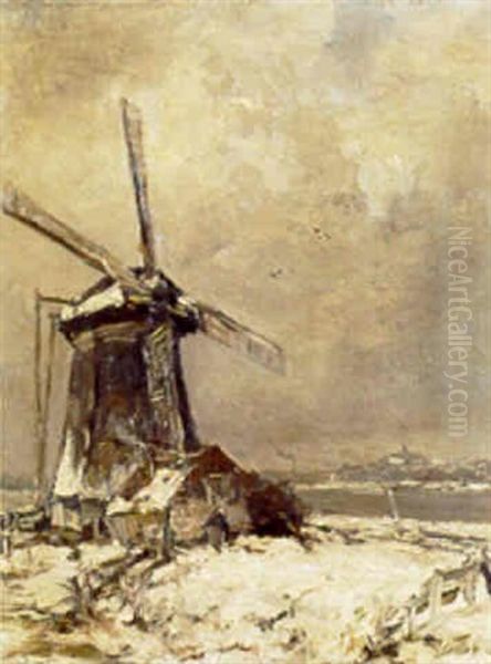 A Mill In Winter Landscape - view 1