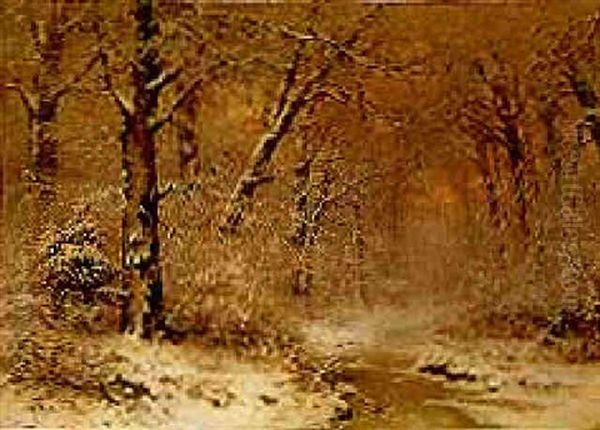 A Forest In Winter, Sunset - view 1