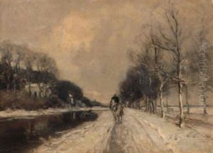A Towing Horse On A Path Along A Ship Canal