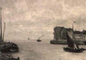 Shipping In The Harbour Of The Dutch Town Veere by Louis Apol