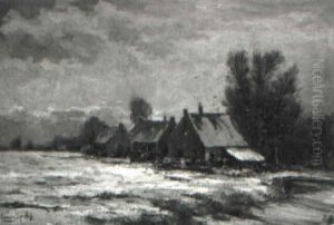 Hollandische Winterlandschaft Mit Bauernkaten by Louis Apol