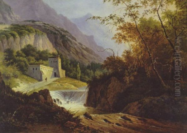 Italienische Gebirgslandschaft Mit Fluss - view 1