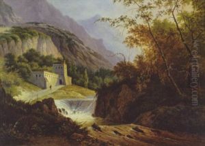 Italienische Gebirgslandschaft Mit Fluss by Cornelis Apostool