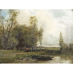 Landscape With Cattle And Rowboat