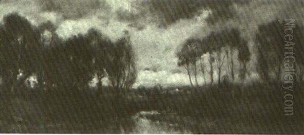 Sunset Over A Country Stream - view 1