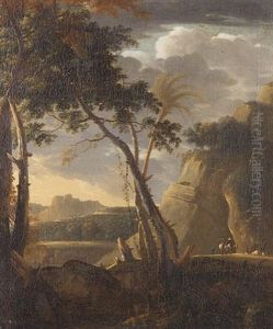 An Italianate Landscape With Travellers On A Country Path by Bartholomeus Appelman