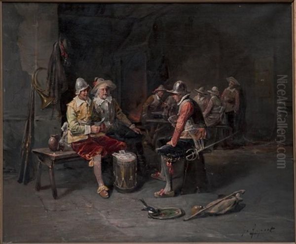 La Partie De Cartes Des Soldats Dans L'auberge - view 1