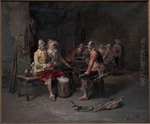 La Partie De Cartes Des Soldats Dans L'auberge by George Appert