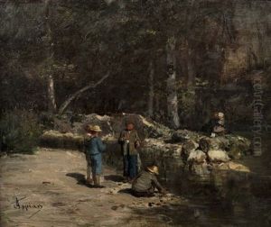Jeux D'enfants En Bord De Riviere Jeux D'enfants En Bord De Riviere