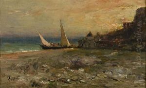 Voiliers Au Couchant by Adolphe Appian
