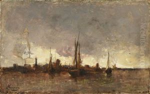 Voiliers Dans La Rade by Adolphe Appian
