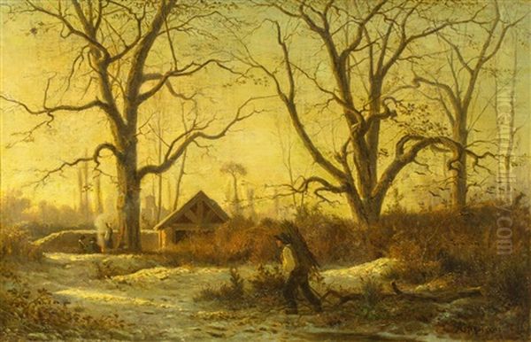 Paysage D'hiver Avec Ramasseur De Fagots - view 1