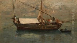 Bateau Au Large D'une Ville by Adolphe Appian