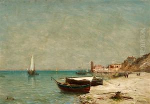 Strandansicht Mit Dorf Strandansicht Mit Dorf