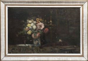 Nature Morte Au Violon Et Au Vase Fleuri by Adolphe Appian