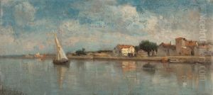 Flusslandschaft Mit Segelboot by Adolphe Appian