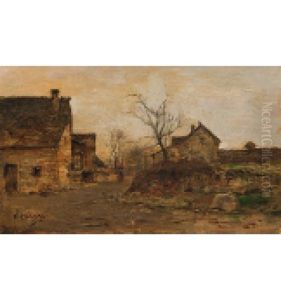 Kleine Landschaft Mit Bauerngehoft Und Bauerin by Adolphe Appian