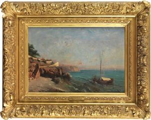 Cote Mediterraneenne A La Barque De Pecheurs by Adolphe Appian