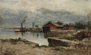 La Gare De Bouveret, Lac De Geneve by Adolphe Appian