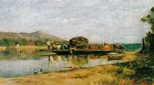 Le Passage Du Bac Pres De Lhuys by Adolphe Appian