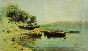 Barques De Peche Dans Le Golfe De Genes
