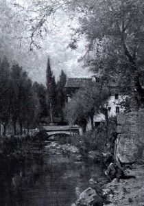 A Young Boy Fishing By A Stream by Adolphe Appian