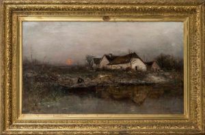 Lever De Lune, Un Soir Vers La Ferme De Serverieu by Louis Appian