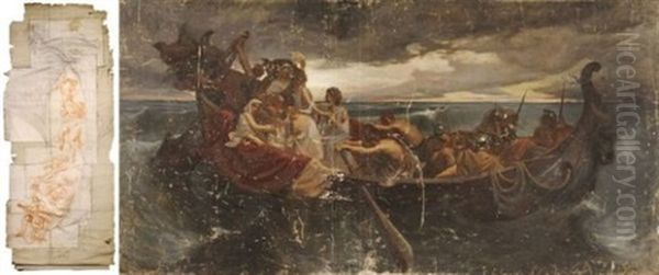 Le Tribut D'athenes Au Minotaure (+ Preparatory Drawing, Sanguine, Smllr; 2 Works) - view 1