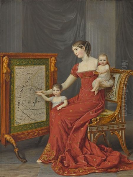 Auguste Amalie De Beauharnais, Vizekonigin Von Italien, Mit Ihren Tochtern Josephine Und Eugenie - view 1