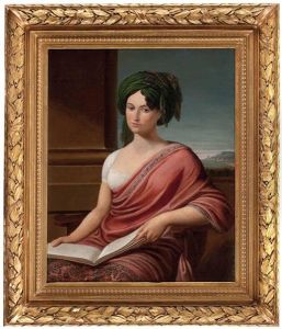 Sitz-portrait Einer Dame Mit Buch (lady Hamilton?) Vor Pfeiler Und Landschaftsausschnitt