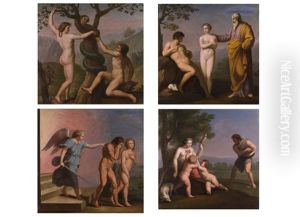 Bilderserie Von Vier Darstellungen Aus Dem Biblischen Adam Und Eva-thema by Andrea, the Elder Appiani