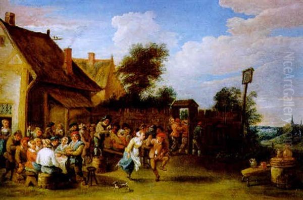 Feiernde Bauern Vor Einem Wirtshaus - view 1