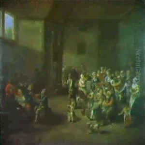 Lustige Bauerngesellschaft Bei Einem Fest In Einem Wirtshaus by Ferdinand Van Apshoven