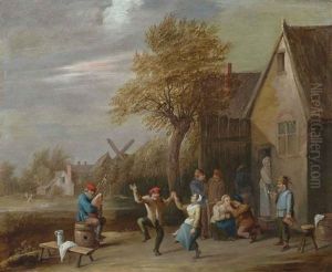 Peasants Carousing Before A Tavern
