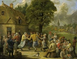 Tanzende Bauern Vor Einem Wirtshaus by Thomas Van Apshoven