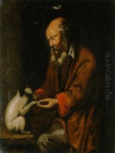 Ein Alter Mann Spielt Mir Einem Hund by Thomas Van Apshoven