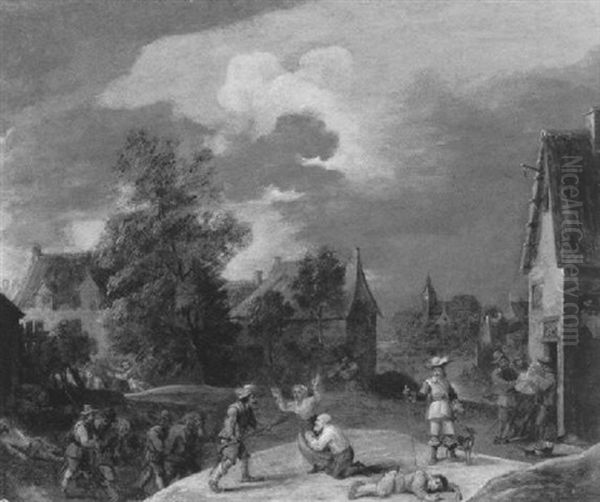Plundernde Soldateska In Einem Dorf - view 1