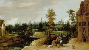 Rastende Vor Einem Bauernhaus Mit Blick Auf Die Stadt Gent by Thomas Van Apshoven