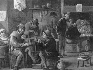Interieur De Cabaret Avec Musicien, Fumeurs Et Joueurs De Cartes by Thomas Van Apshoven