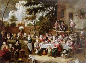 Le Festin Dans La Cour De L'auberge by Thomas Van Apshoven